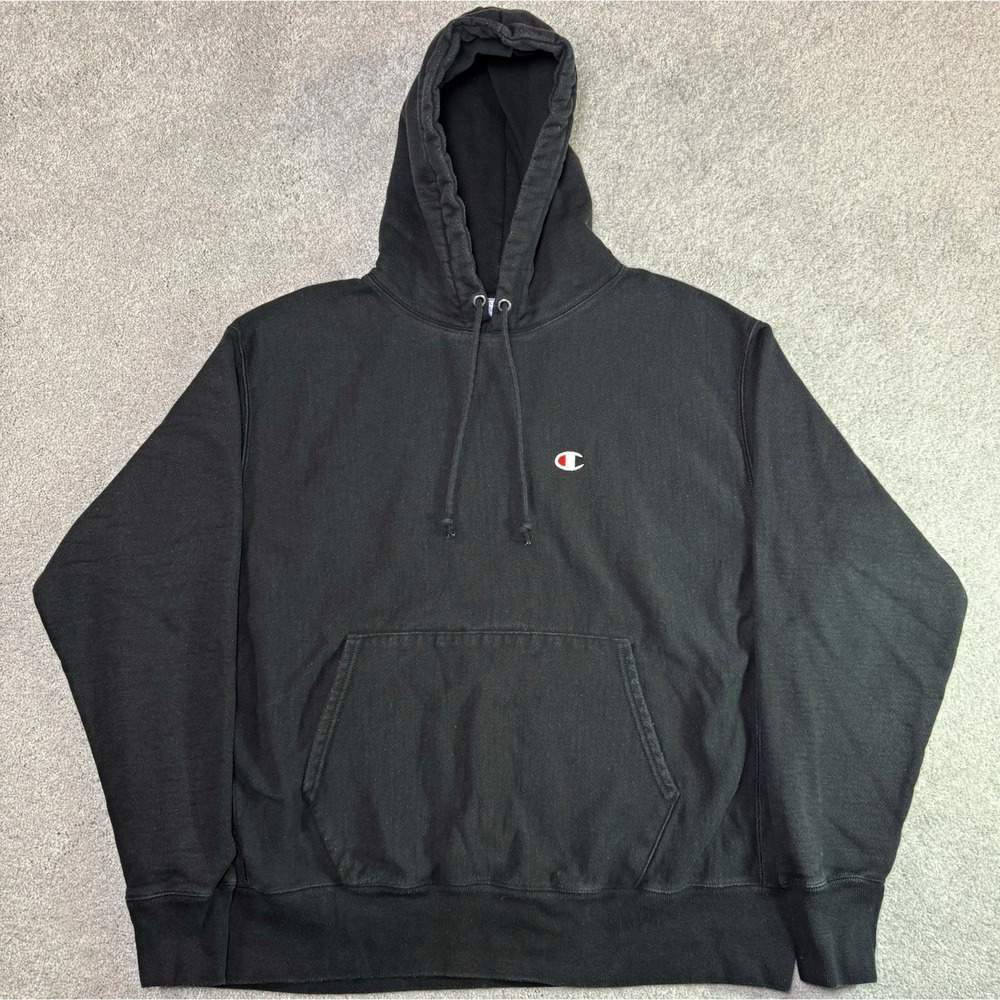 Champion Reverse Weave Hoodie Mens Size XL Heavyweight Black Pullover Sweatshirt